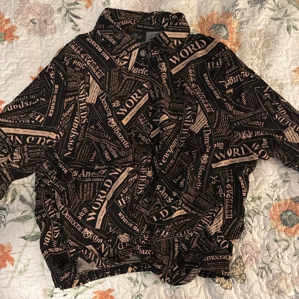 Black and Tan Newspaper Print Jacket